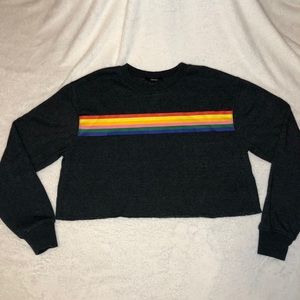 Cropped Rainbow Crewneck Sweatshirt